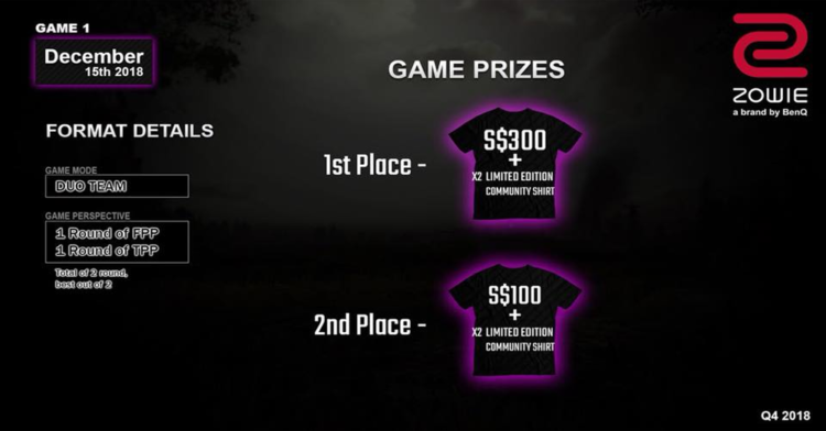 ZOWIE x BenQ PUBGSG Community 2018 Fun Tournament happening on 15 December